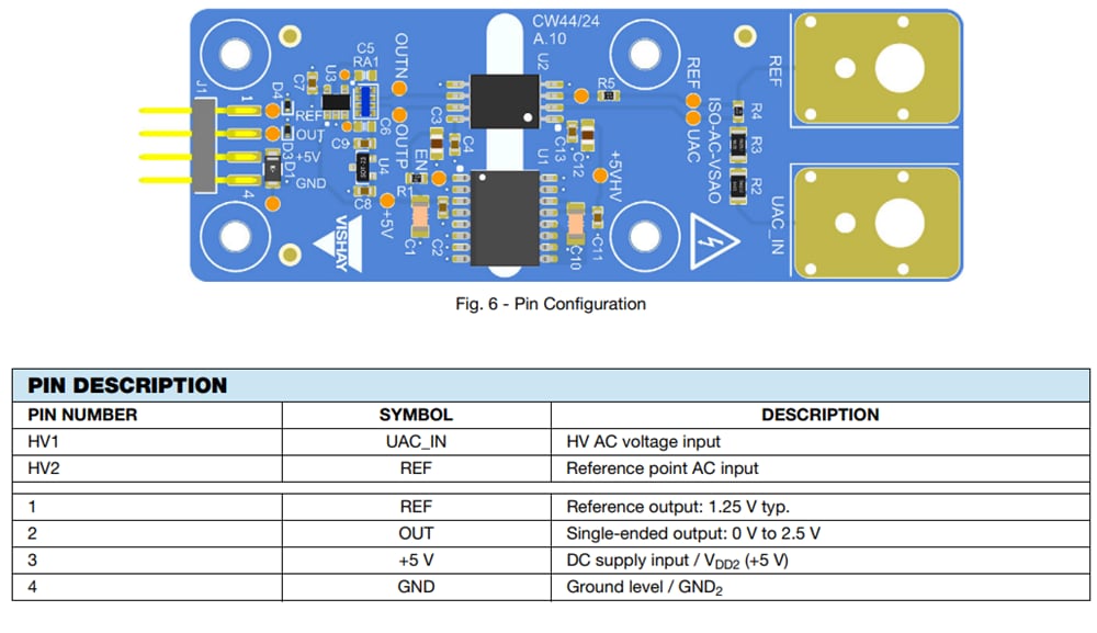 Schéma du circuit d'application - Vishay Conception de référence ISO-CA-VSAO